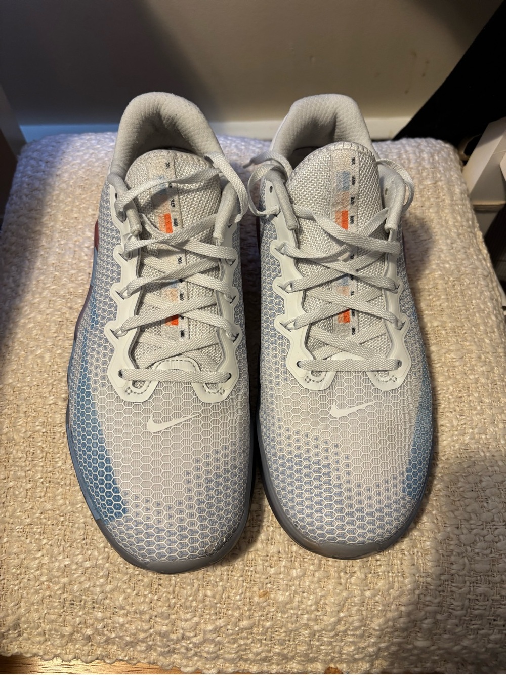 Kids White and Light Blue Athletic Shoes